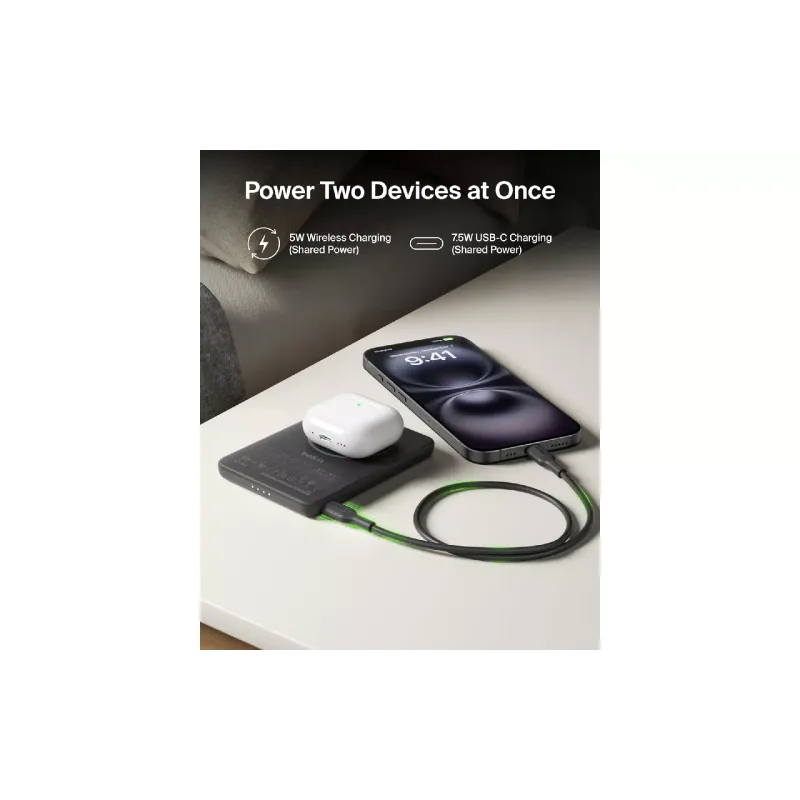 Banco de energía Belkin Slim Magnetic Wireless 5000 mAh, Black (BPD020HQBK)