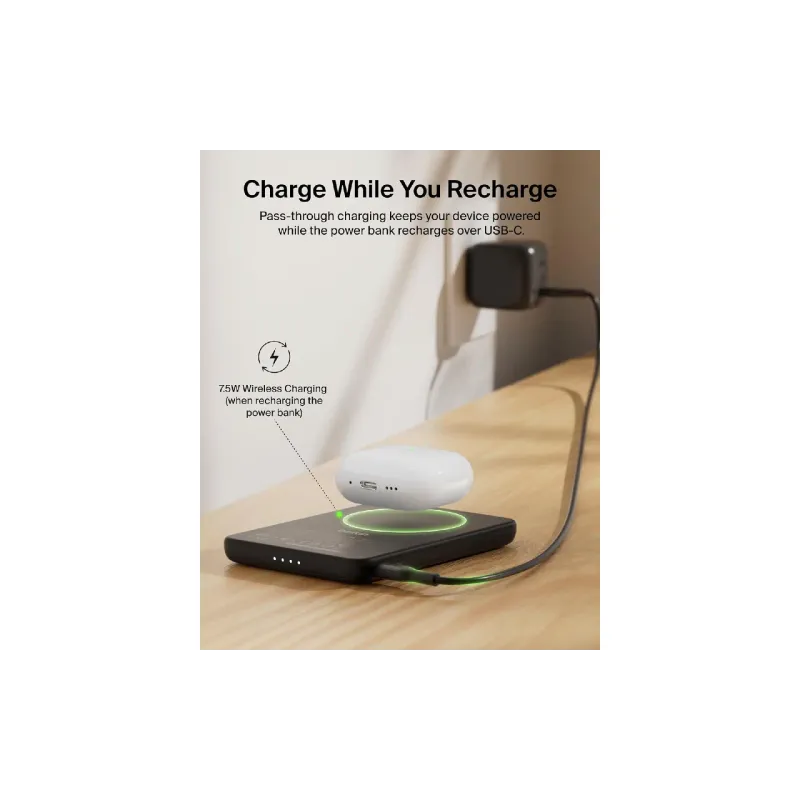 Banco de energía Belkin Slim Magnetic Wireless 5000 mAh, Black (BPD020HQBK)