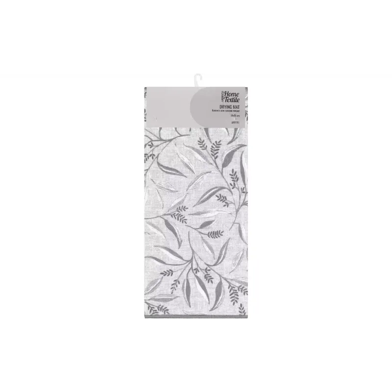 Коврик для сушки посуды Ardesto Grey leaves, 38 х 51 см, 100% полиэстер (ART17GL)