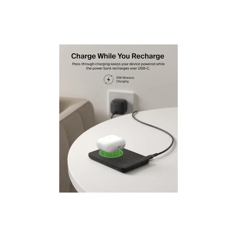 باور بانك Belkin Qi2 Magnetic Wireless 5000 mAh, Black (BPD011HQBK)