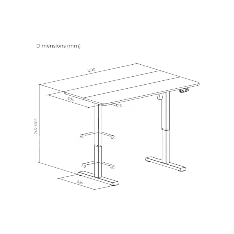 Table with adjustable legs Itech (MT12BB), Black