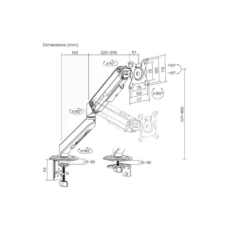 Asztali monitortartó Itech (MBSG-02F)