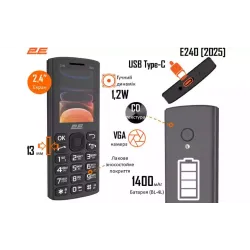 Teléfono móvil 2E E240 2025, Black (794300867202)
