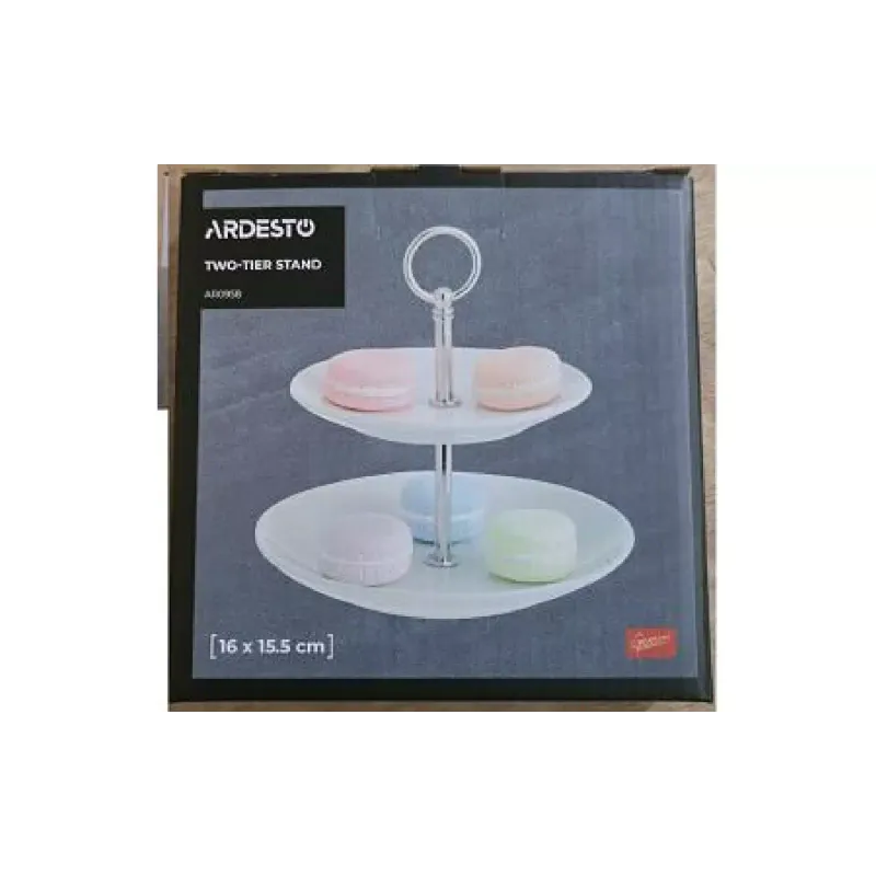 Блюдо 2-х ярусне Ardesto (AR0958), 16 х 16 х 17.5 см, кераміка, White