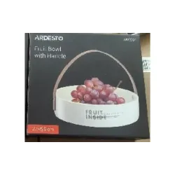 Фруктівниця Ardesto (AR0961), 22 х 22 х 5.5 см, кераміка/кожа, White Фруктівниця Ardesto (AR0961), 22 х 22 х 5.5 см, кераміка/кожа, White