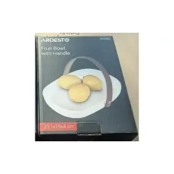 Фруктівниця Ardesto (AR0962), 20.1 х 15 х 4 см, кераміка/кожа, White Фруктівниця Ardesto (AR0962), 20.1 х 15 х 4 см, кераміка/кожа, White