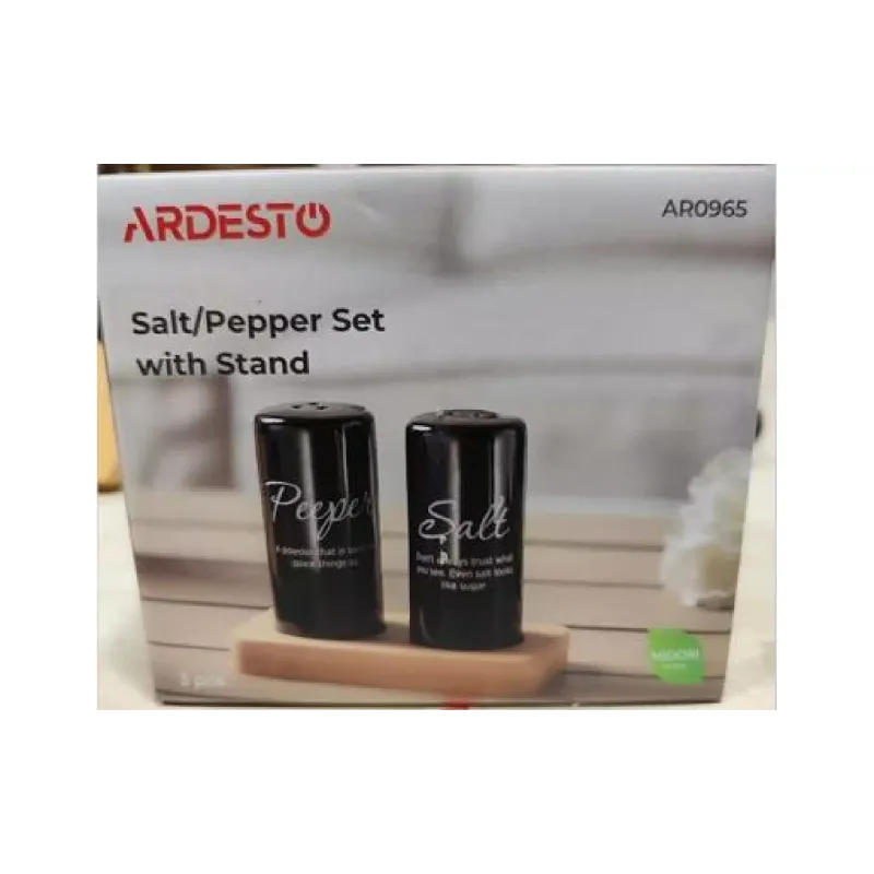 Salero y pimentero colocados sobre un soporte. Ardesto Midori, Black (AR0965)