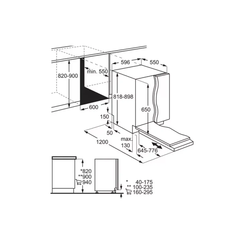 Встраиваемая посудомоечная машина Electrolux, 60 см (E62LB200T)