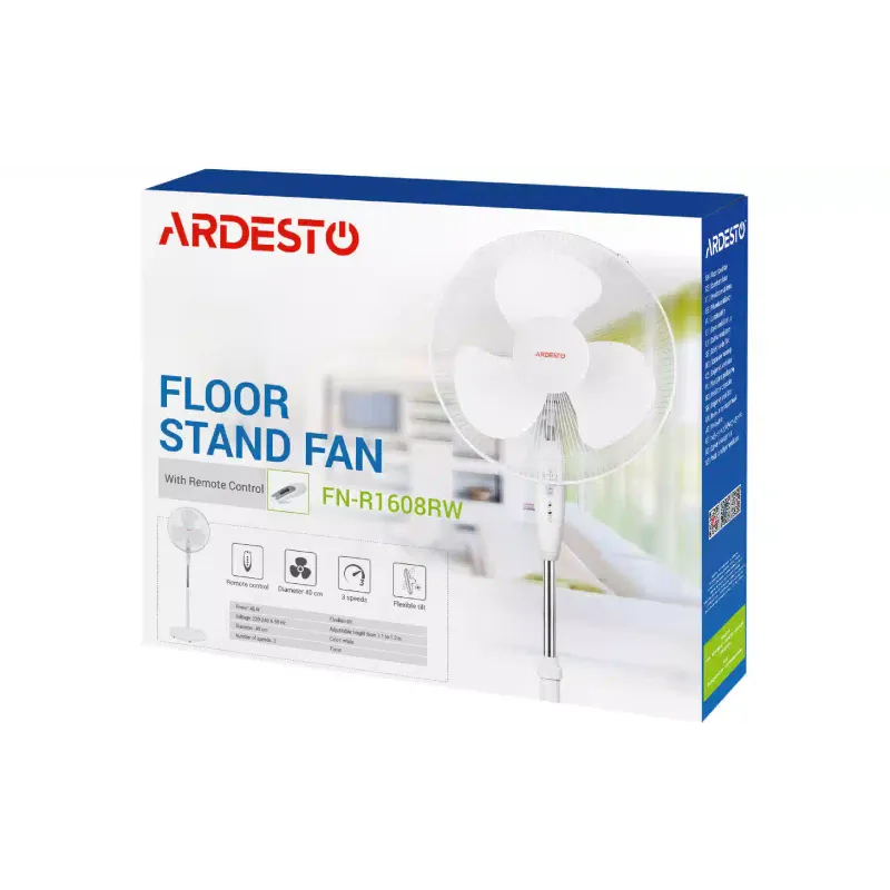 Вентилятор підлоговий Ardesto, White (FN-R1608RW)