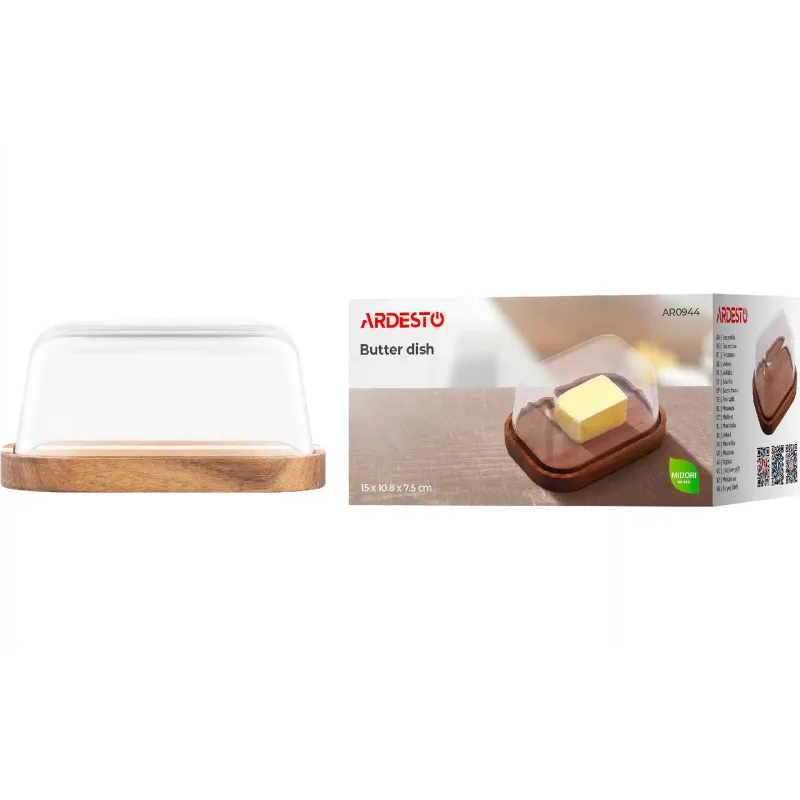 Butter can Ardesto Midori (AR0944), 15 x 10.8 x 7.5 cm, Transparent