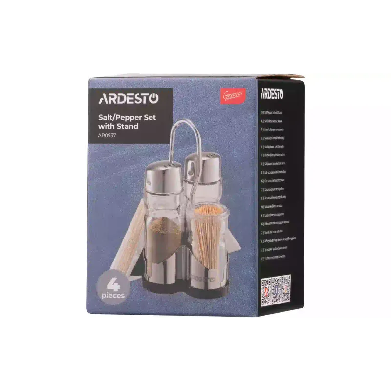 مجموعة ملح وفلفل على حامل Ardesto Gemini, Transparent (AR0937)