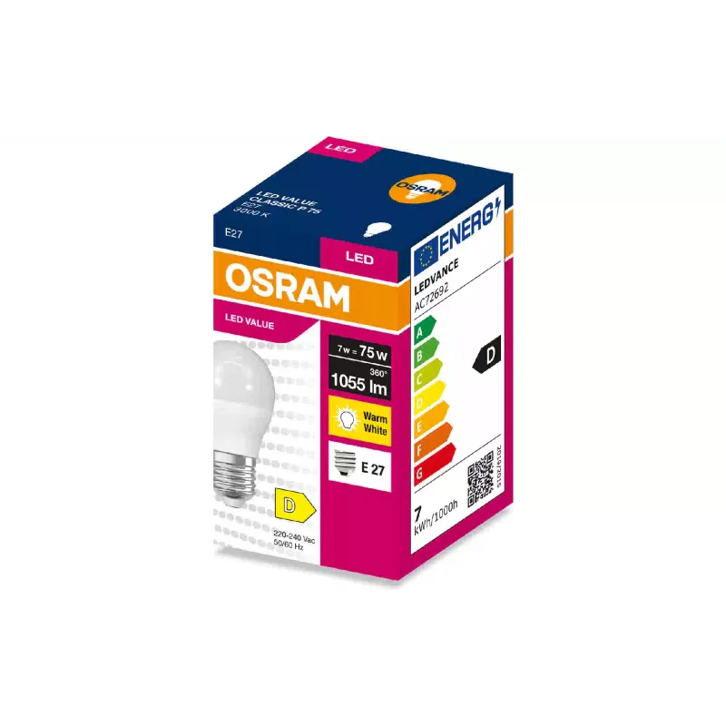 Лампа світлодіодна Ledvance LED Value Classic P (4099854546761), E27, 7 Вт