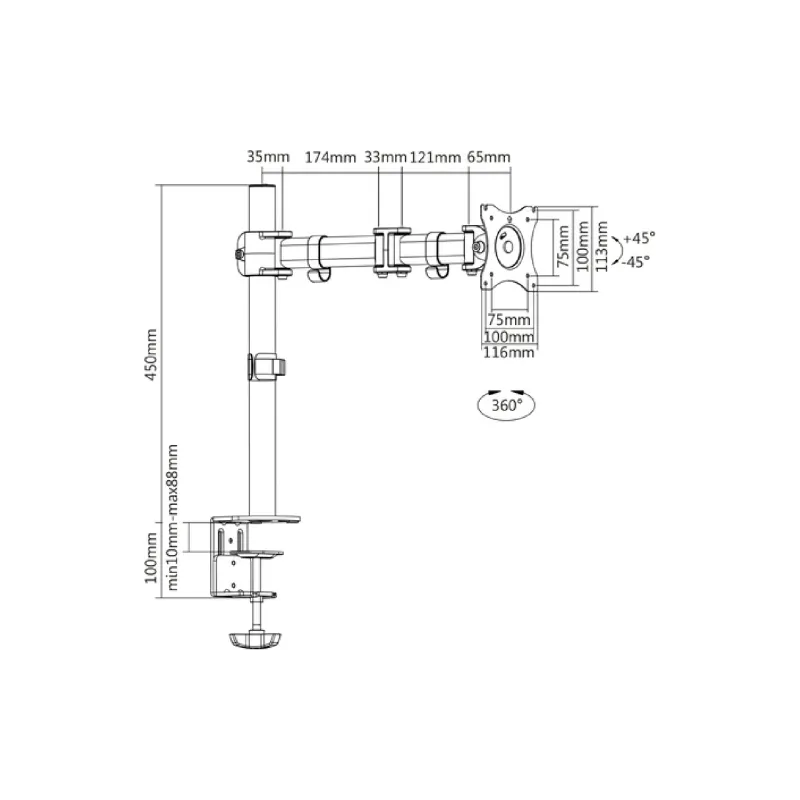 Крепление для монитора Digitus 15"-17"  (DA-90361)