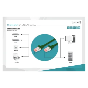 Cabo de remendo Digitus, Green (DK-1644-100/G)