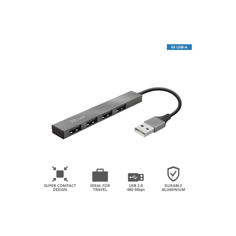 USB-хаб Trust USB-A - USB-A х4 (23786_TRUST), Gray