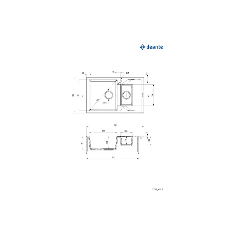 Kitchen sink Deante Andante (ZQN_5113), Beige
