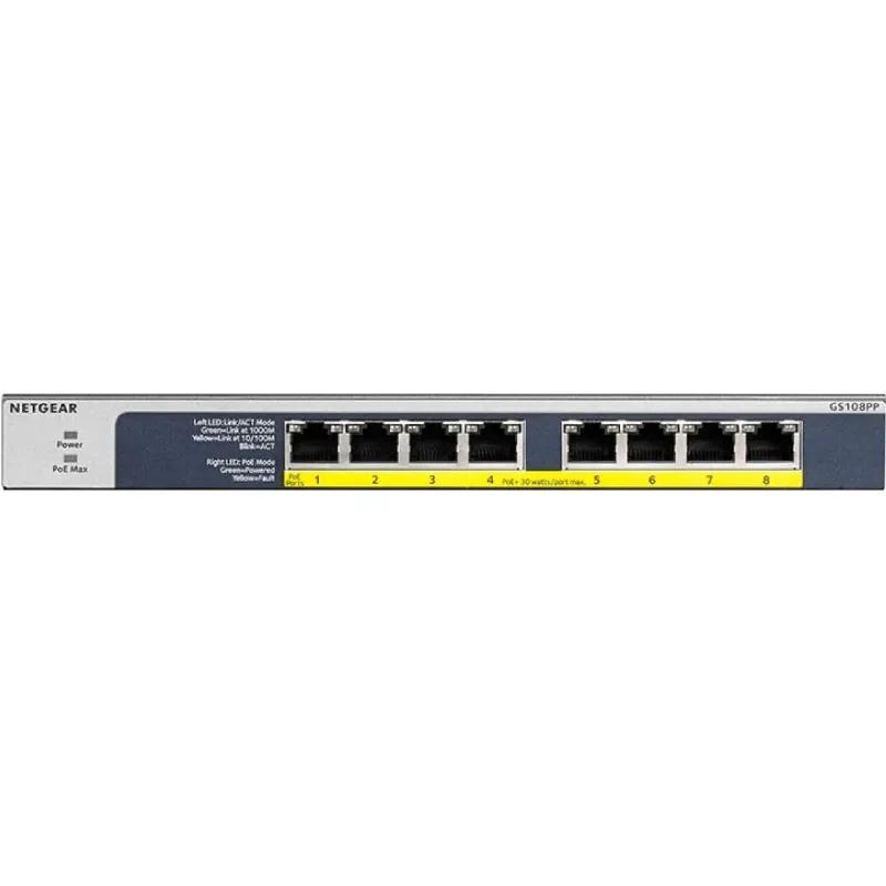 Превключвател Netgear GS108PP (GS108PP-100EUS)
