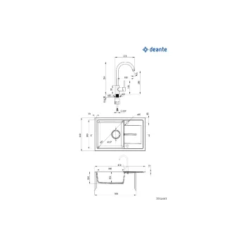 Küchenspüle + Mischbatterie Deante (ZRDA2113)