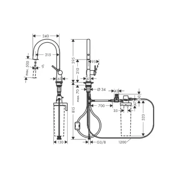 Змішувач для кухні Hansgrohe, Black (76803670)