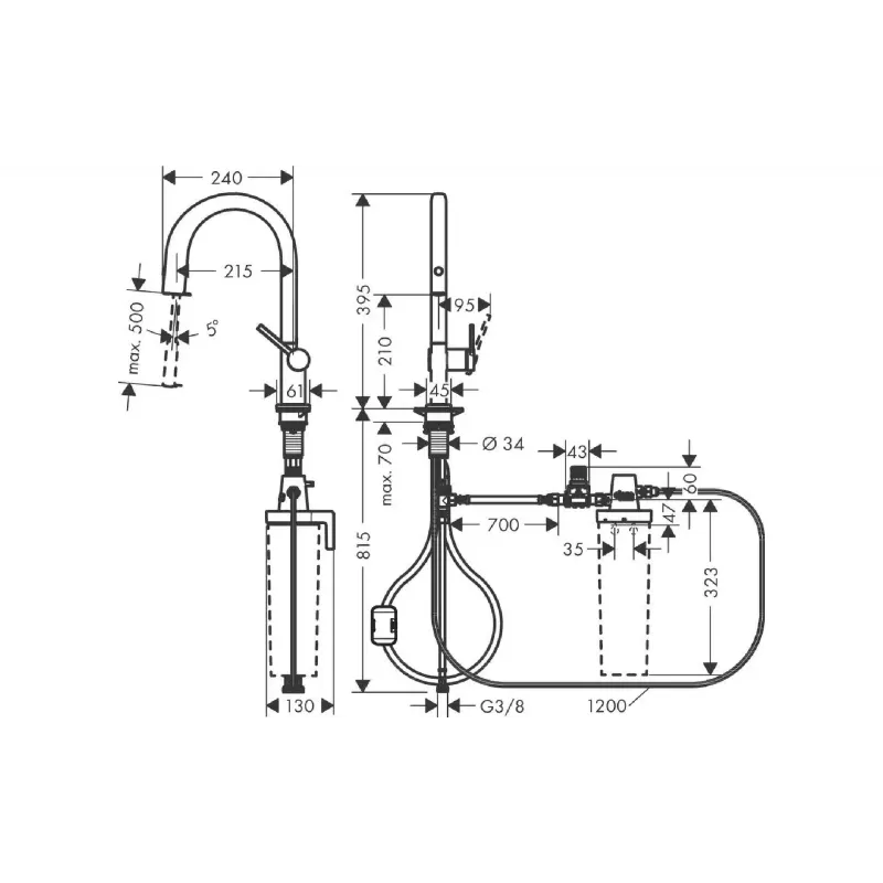 Смеситель для кухни Hansgrohe, Black (76803670)