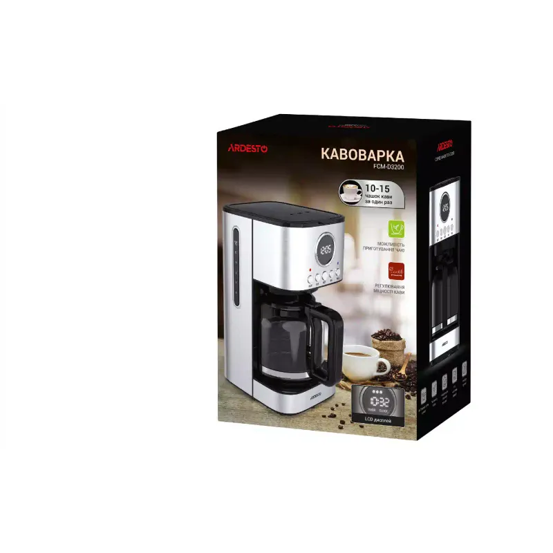 ماكينة صنع القهوة بالتنقيط Ardesto Steel Collection, Silver (FCM-D3200)
