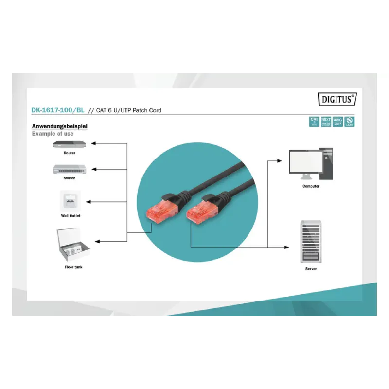 Patch kabel Digitus, Black (DK-1617-100/BL)
