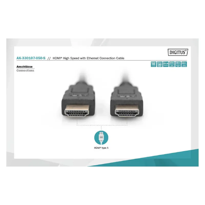 Кабел Digitus, Black (AK-330107-050-S)