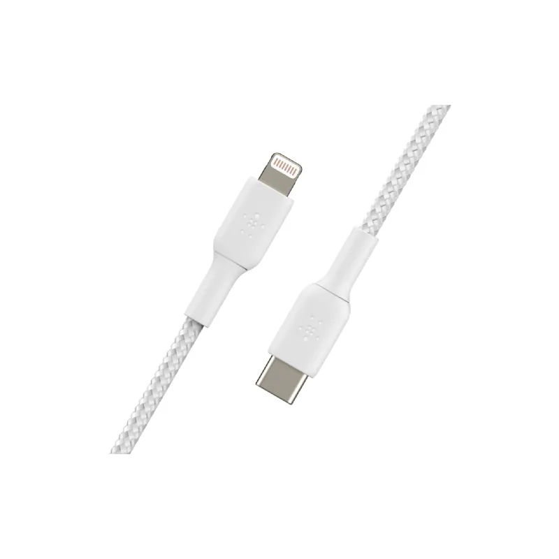 Cabo de carregamento e sincronização Belkin USB-C - Lightning, White (CAA004BT2MWH)