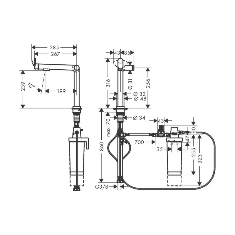 konyhai csaptelep Hansgrohe, Black (76804670)