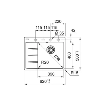 Кухонная мойка Franke CNG 611-62 TL, Beige (114.0630.451)