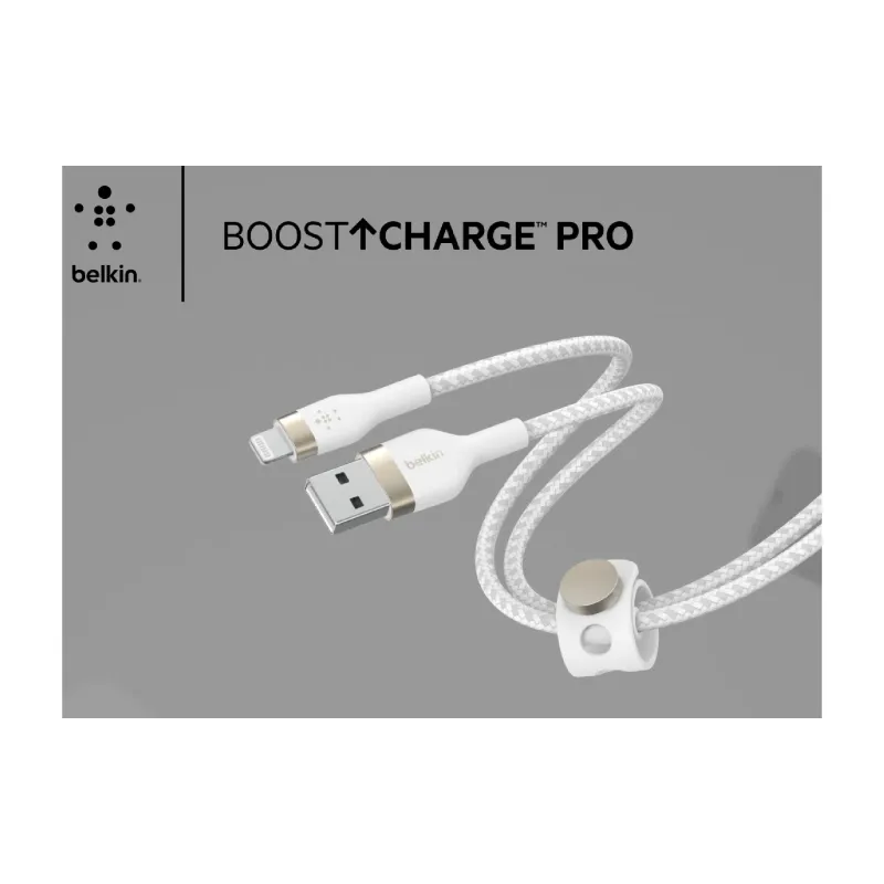 كابل الشحن والمزامنة Belkin USB-A - Lightning, White (CAA010BT1MWH)