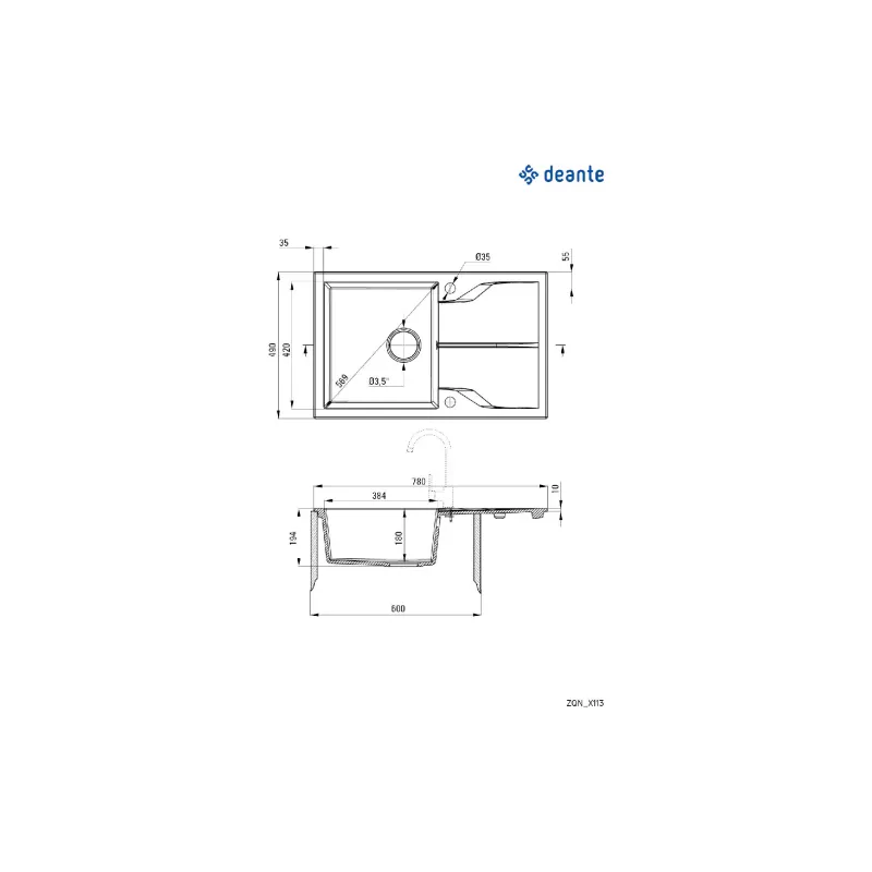 Kuhinjsko korito Deante, Black (ZQN_N113)
