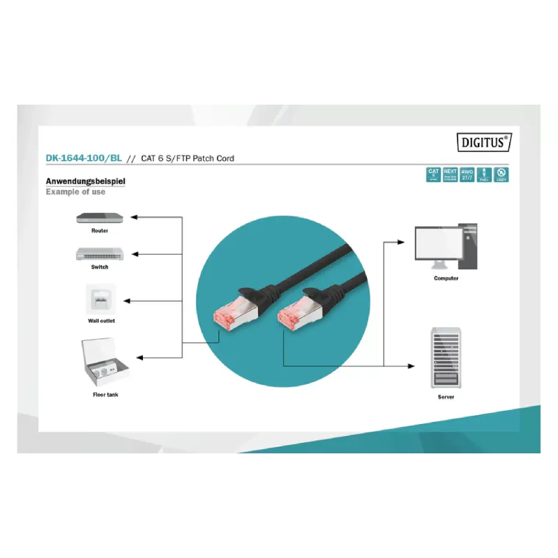 Патч-корд Digitus  Black (DK-1644-100/BL)