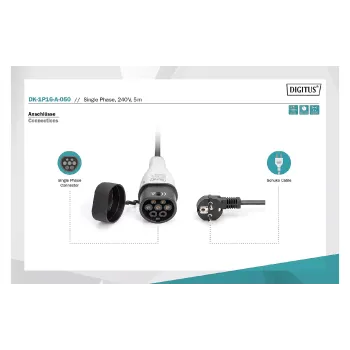 Кабель для заряджання електромобіля Digitus Schuko - Type 2 (DK-1P16-A-050), 5 м