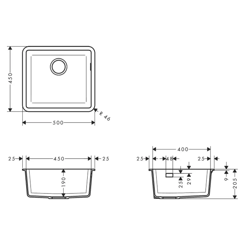 Kuhinjsko korito Hansgrohe, Black (43431170)