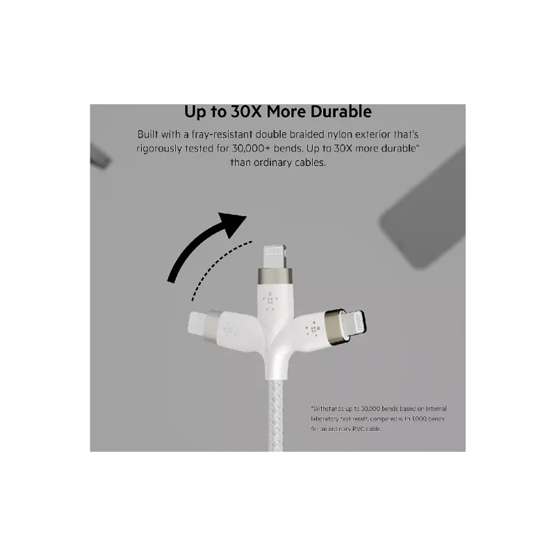 كابل الشحن والمزامنة Belkin USB-A - Lightning, White (CAA010BT1MWH)