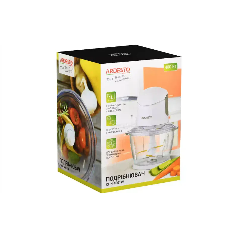 Подрібнювач Ardesto (CHK-4001W), 1000 мл, White