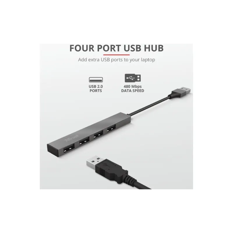 USB-хаб Trust USB-A - USB-A х4 (23786_TRUST), Gray