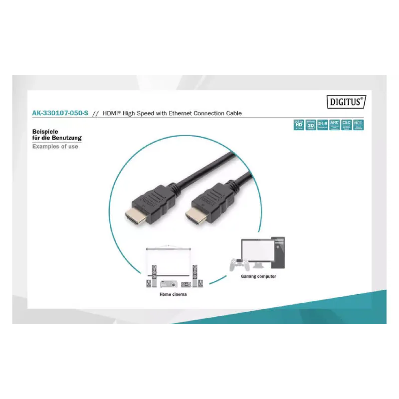 Кабел Digitus, Black (AK-330107-050-S)