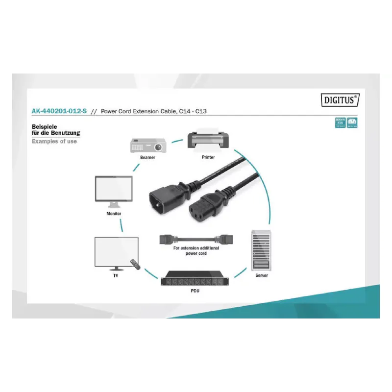 كابل Digitus, Black (AK-440201-012-S)