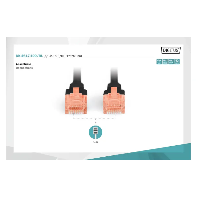 Patch kabel Digitus, Black (DK-1617-100/BL)