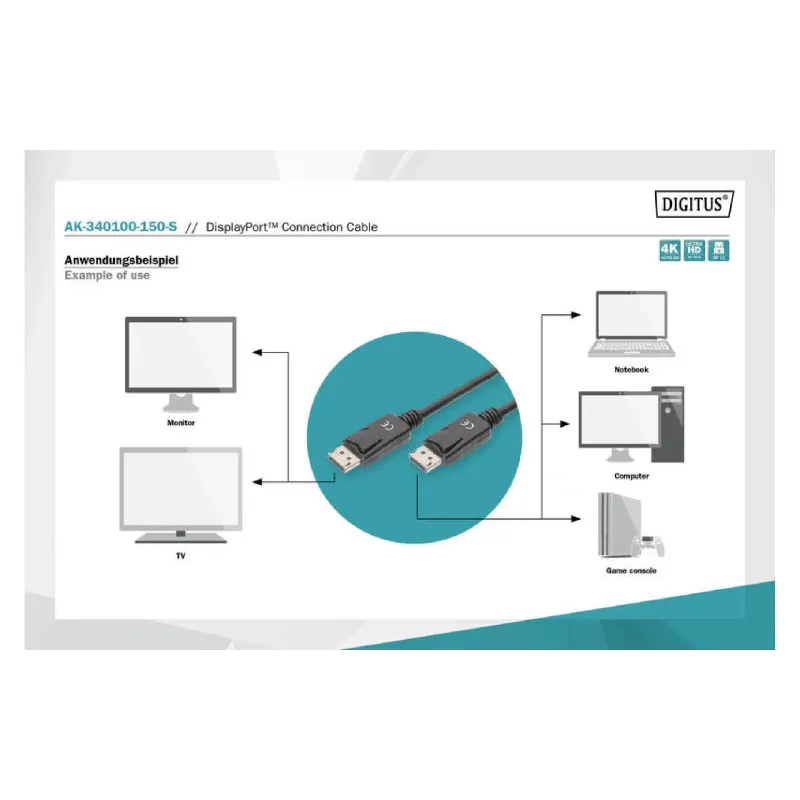 Кабель Digitus, Black (AK-340100-150-S)
