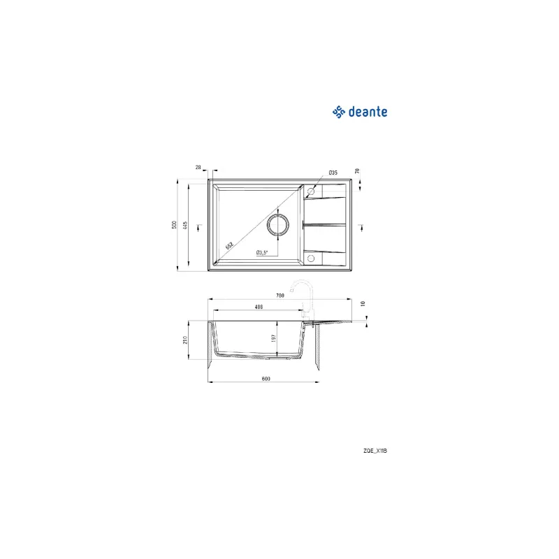 Pia da cozinha Deante, Gray (ZQE_S11B)