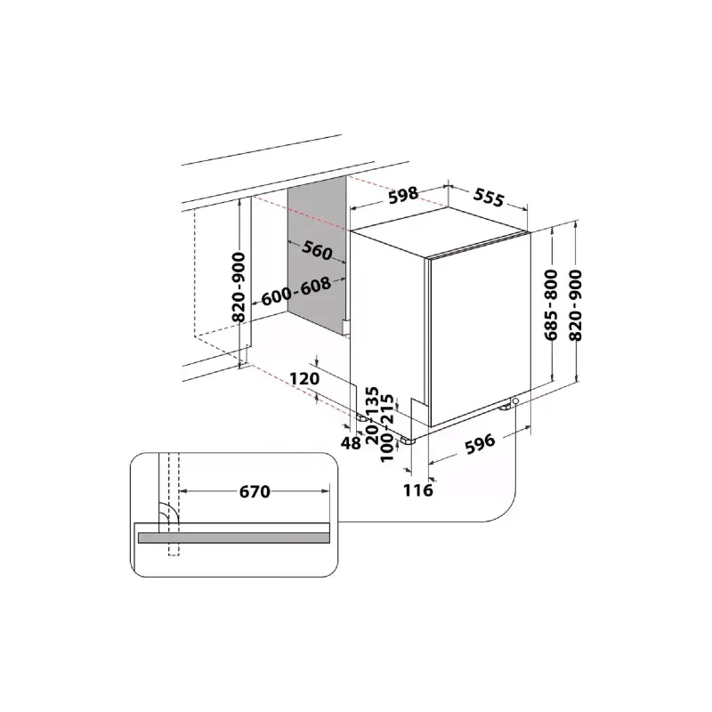 Вбудована посудомийна машина Whirlpool (WIC3C34PFES), White