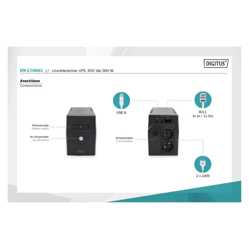 Uninterruptible power supply Digitus Line-Interactive  (DN-170063)