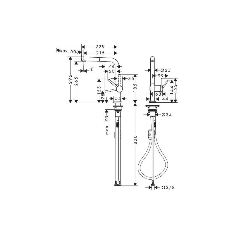 Кухненски кран Hansgrohe KM270, Black (72808670)