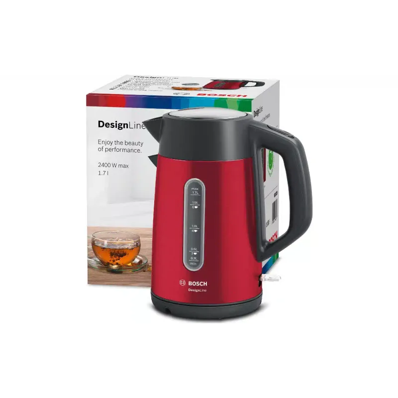 Електрочайник Bosch (TWK4P434), 1700 мл, Red/Grey