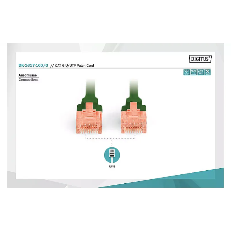 Patch kabel Digitus, Green (DK-1617-100/G)
