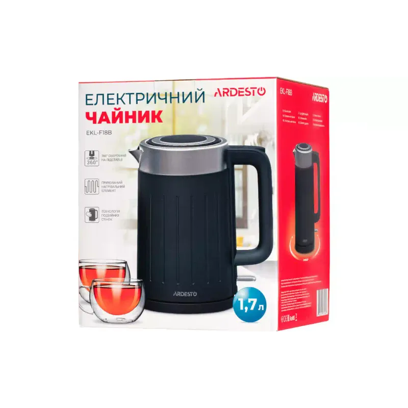 Електрочайник Ardesto (EKL-F18B), 1700 мл, Black