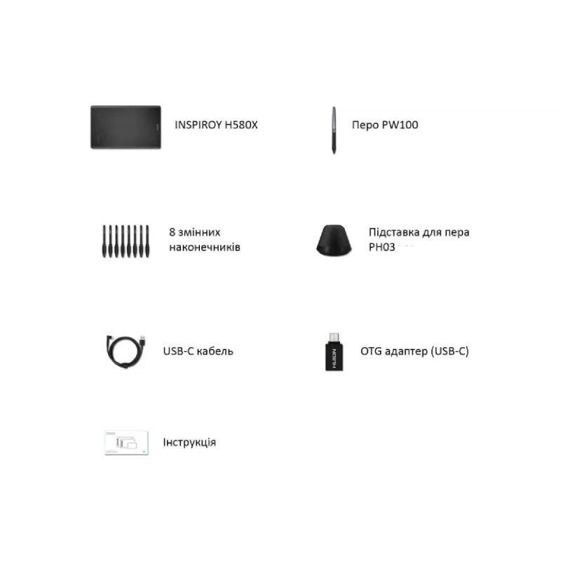 Grafična tablica Huion Inspiroy, Black (H580X)